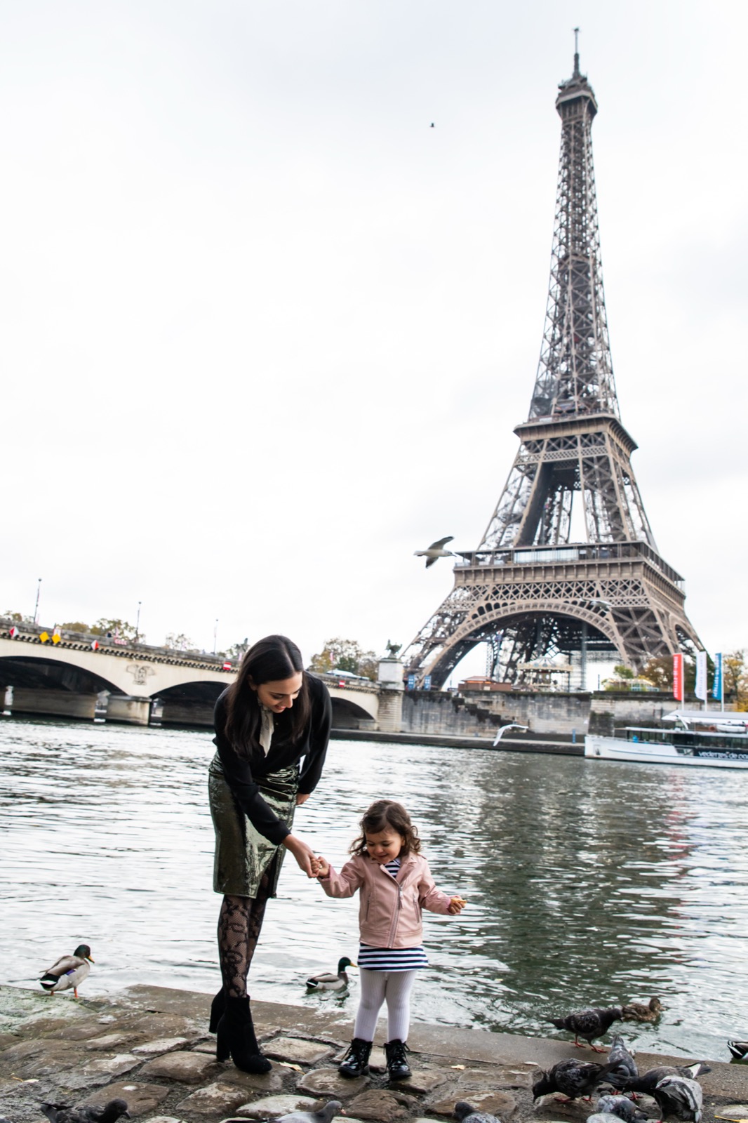 Carey and daughter by the Seine